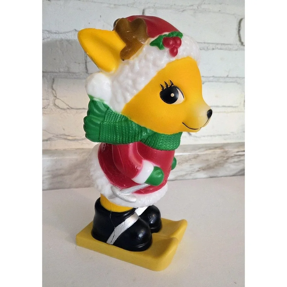 Skiing Reindeer Blow Mold Christmas Winter Holiday Light Up Glowing Tabletop 11